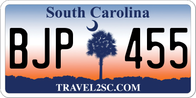 SC license plate BJP455