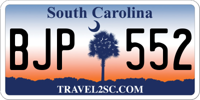 SC license plate BJP552