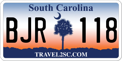 SC license plate BJR118