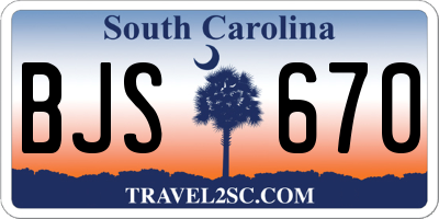 SC license plate BJS670