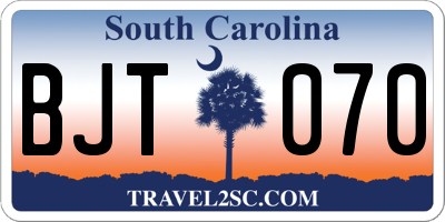 SC license plate BJT070