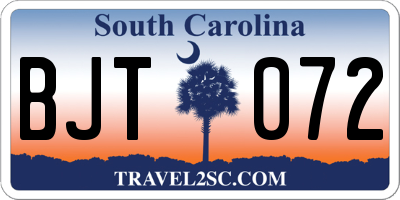 SC license plate BJT072