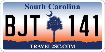 SC license plate BJT141