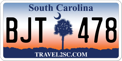 SC license plate BJT478