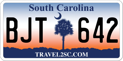 SC license plate BJT642