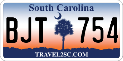 SC license plate BJT754