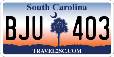 SC license plate BJU403