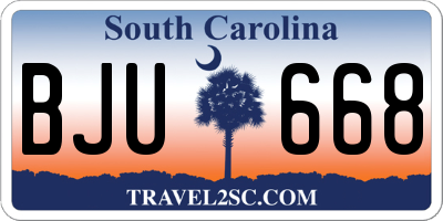 SC license plate BJU668