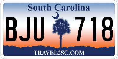 SC license plate BJU718