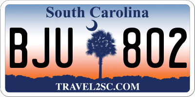 SC license plate BJU802