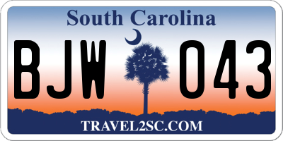 SC license plate BJW043