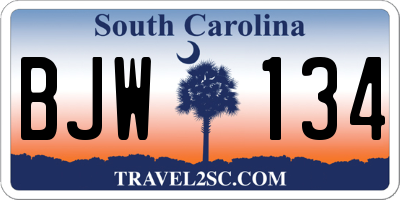 SC license plate BJW134