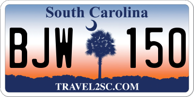 SC license plate BJW150