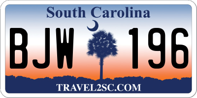 SC license plate BJW196