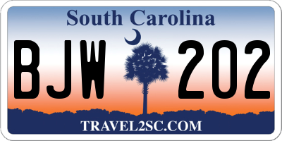 SC license plate BJW202