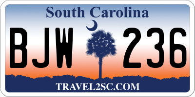 SC license plate BJW236