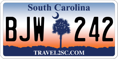 SC license plate BJW242