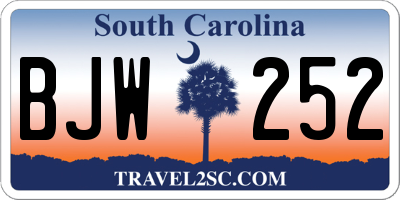 SC license plate BJW252