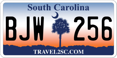 SC license plate BJW256