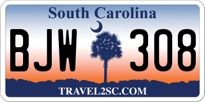 SC license plate BJW308