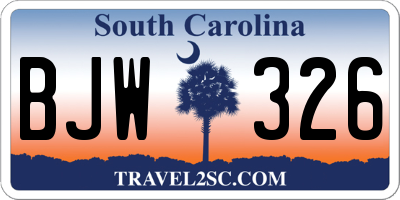 SC license plate BJW326