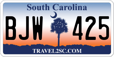 SC license plate BJW425