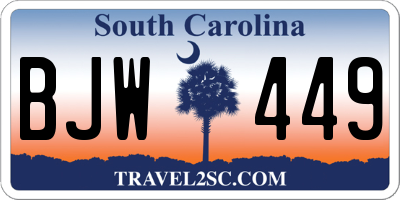 SC license plate BJW449