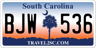 SC license plate BJW536