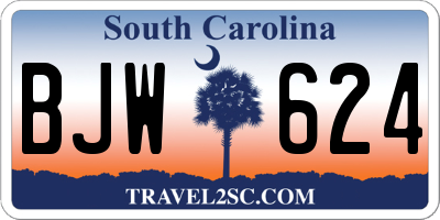 SC license plate BJW624
