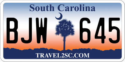 SC license plate BJW645