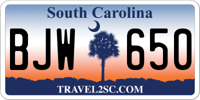 SC license plate BJW650