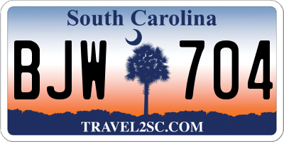 SC license plate BJW704