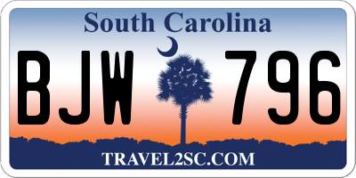 SC license plate BJW796