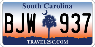 SC license plate BJW937