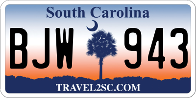 SC license plate BJW943
