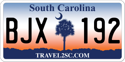 SC license plate BJX192