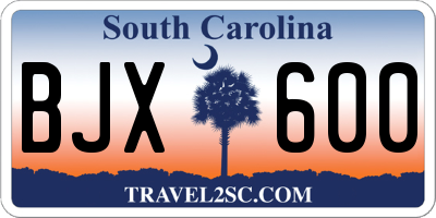 SC license plate BJX600