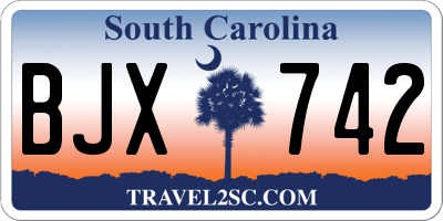 SC license plate BJX742