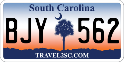SC license plate BJY562