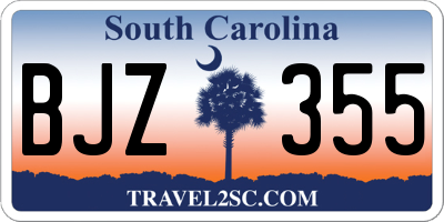 SC license plate BJZ355