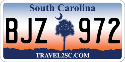 SC license plate BJZ972