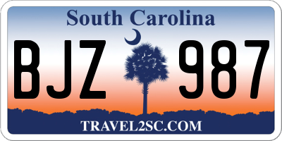 SC license plate BJZ987