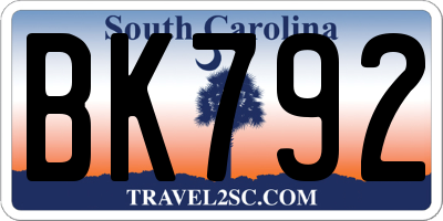 SC license plate BK792