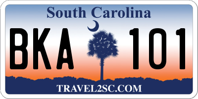 SC license plate BKA101