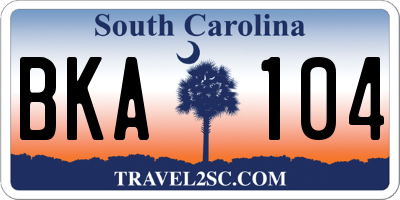 SC license plate BKA104
