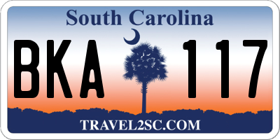 SC license plate BKA117