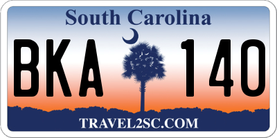 SC license plate BKA140