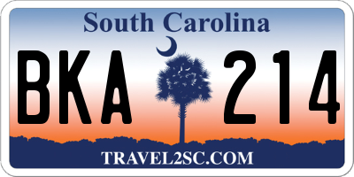 SC license plate BKA214