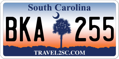 SC license plate BKA255