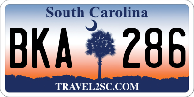 SC license plate BKA286